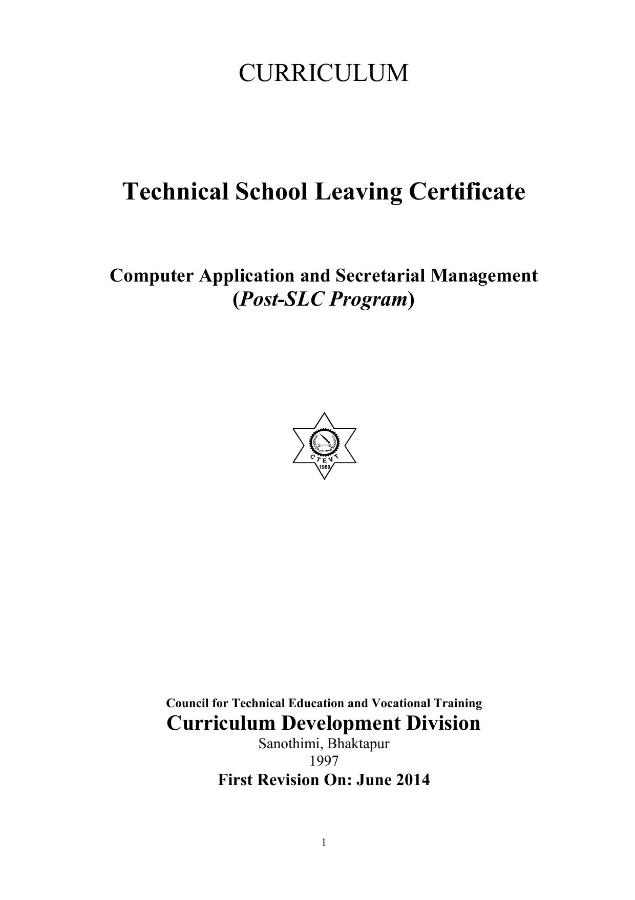 Computer Application and Secretarial Management, Post SLC 2014